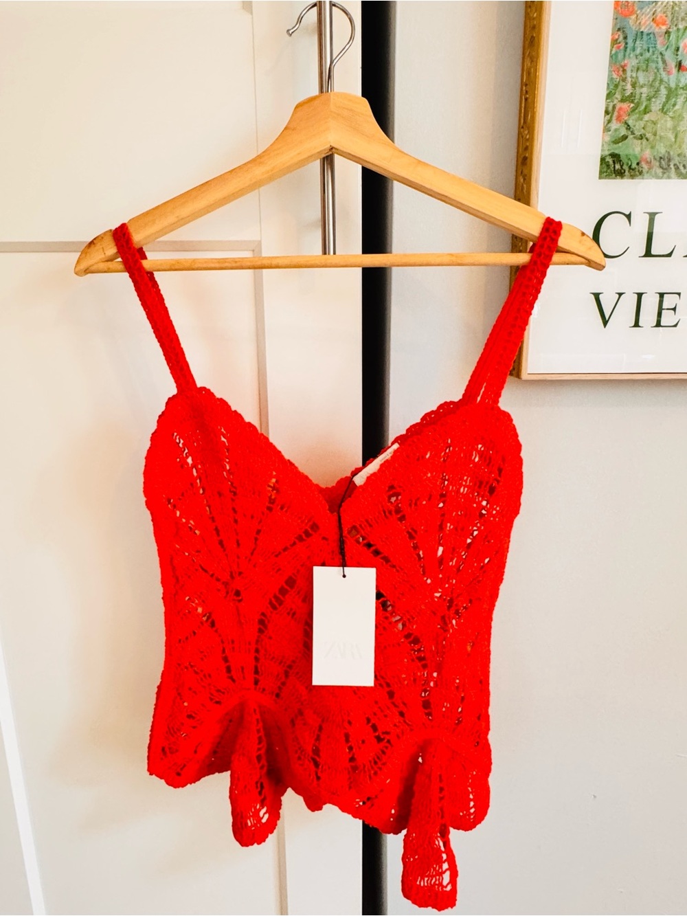 Zara Red Crochet Camisole - Picture 3 of 4